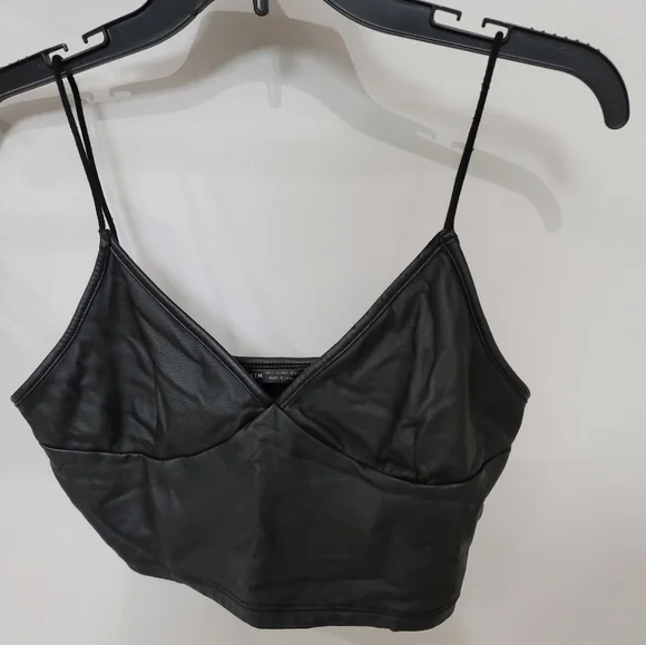 Faux Pleather Black Crop Top​ - Picture 6 of 10